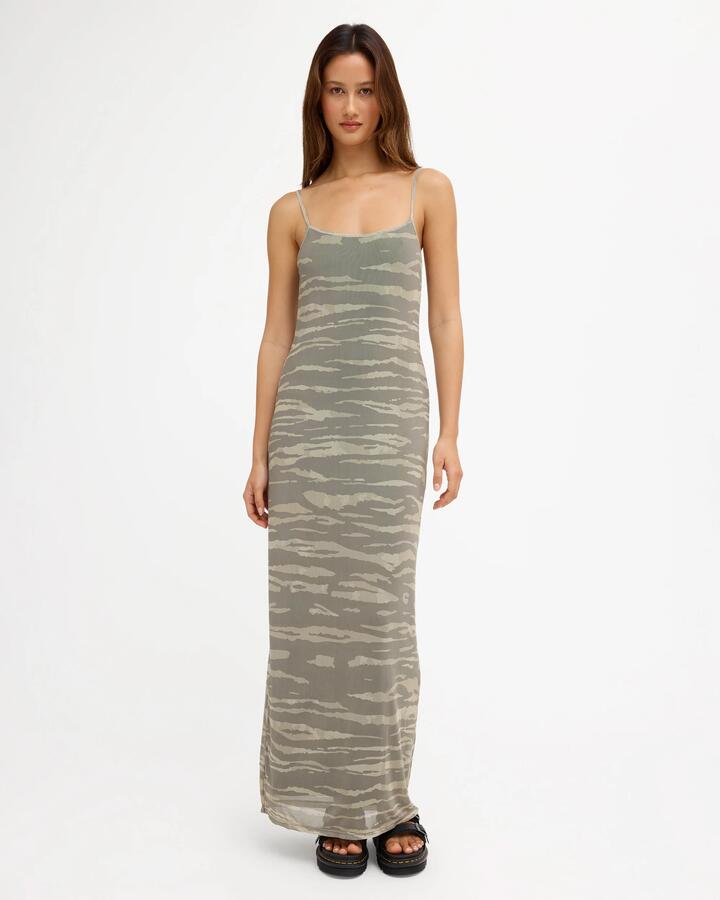Image of Dresses. Product name - Volcom Womens Wicked Lightning Maxi Slip Dress Pale Khaki in Pale Khaki colour by brand - Volcom