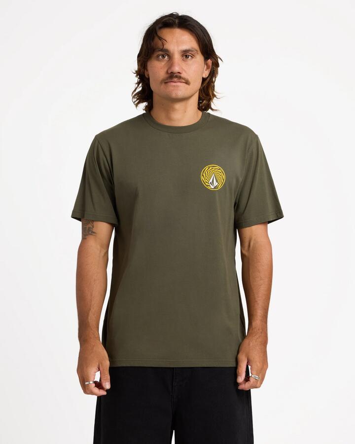 Image of T-Shirts. Product name - Volcom Mens Warpstone T-Shirt Squadron Green in Squadron Green colour by brand - Volcom