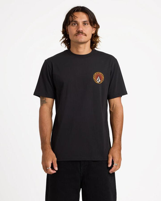 Image of T-Shirts. Product name - Volcom Mens Warpstone T-Shirt Black in Black colour by brand - Volcom
