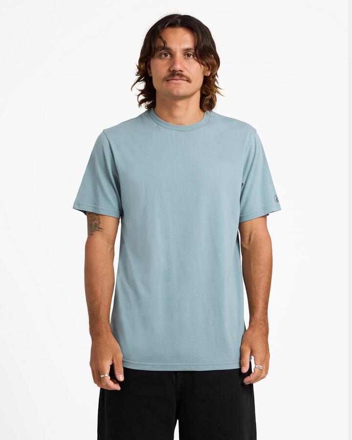 Image of T-Shirts. Product name - Volcom Mens Aus Solid T-Shirt Tradewinds in Tradewinds colour by brand - Volcom