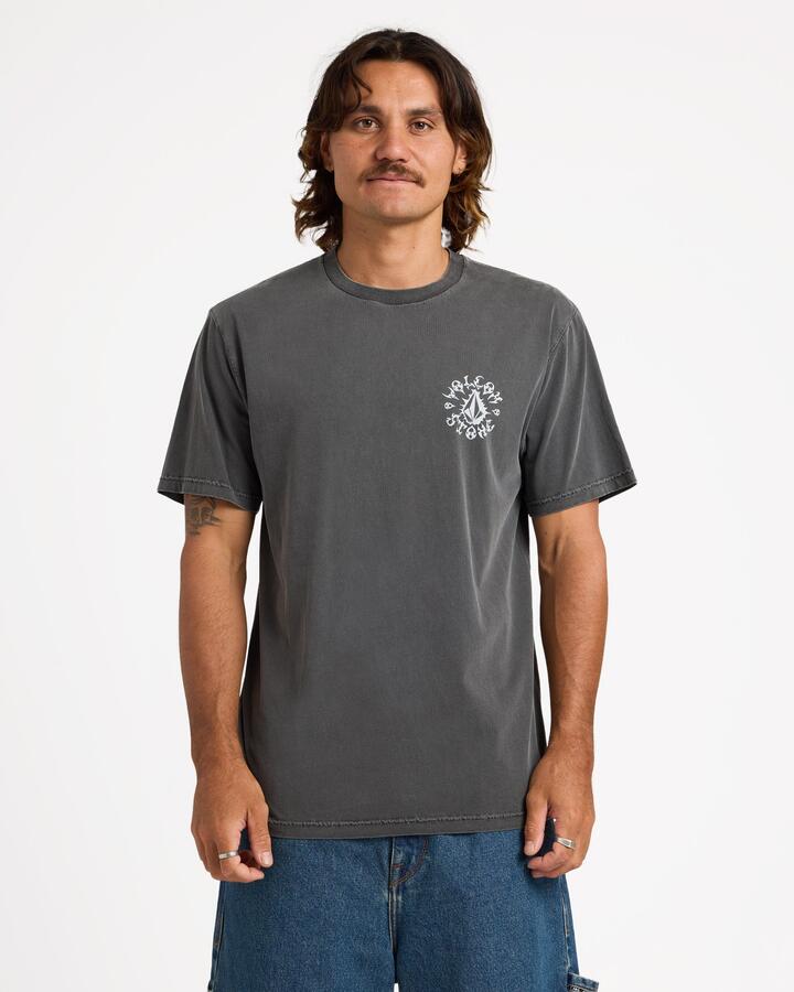Image of T-Shirts. Product name - Volcom Mens Chrome Stone T-Shirt Black in Black colour by brand - Volcom
