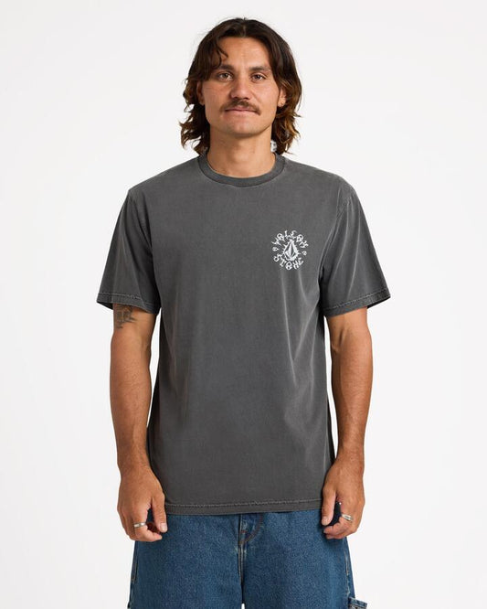 Image of T-Shirts. Product name - Volcom Mens Chrome Stone T-Shirt Black in Black colour by brand - Volcom