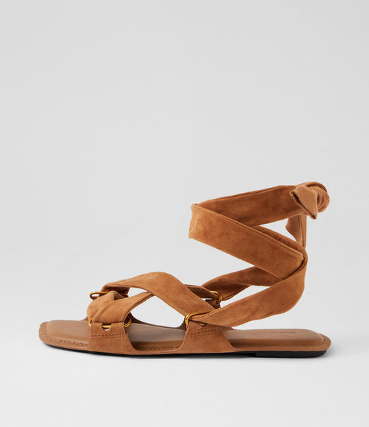 Image of Sandals. Product name - Manea Tan Suede Sandals in Tan colour by brand - MOLLINI