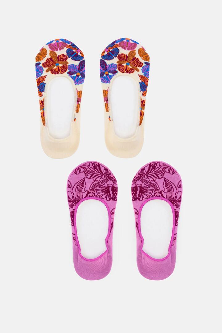 Image of Socks. Product name - Orchid Footsie Set Of 2 in Print colour by brand - Gorman