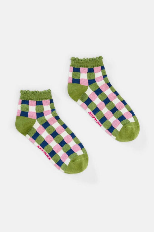 Image of Socks. Product name - Gillian Gingham Ankle Sock in Print colour by brand - Gorman