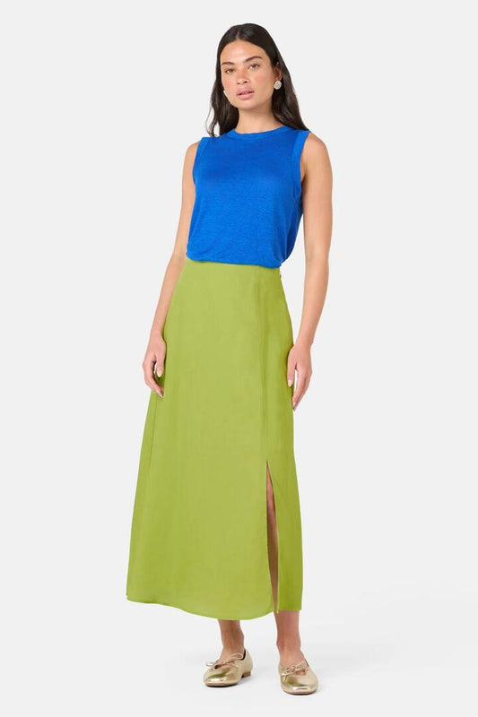 Image of a model wearing Skirts. Product name - Green Grass Skirt in Green colour by brand - Gorman