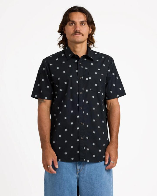 Image of Shirts. Product name - Volcom Mens Stonescope Short Sleeve Shirt Black in Black colour by brand - Volcom