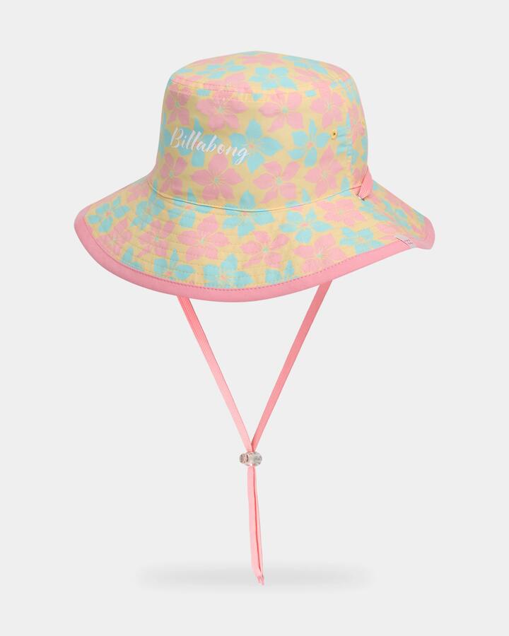 Image of Hats. Product name - Billabong Girls 2-7 Sun Petals Reversible Bucket Hat Plume Blue in Plume Blue colour by brand - Billabong