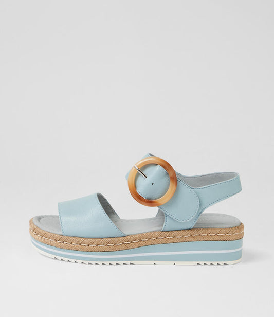 Image of Sandals. Product name - Aubbie Denim Leather Sandals in Denim colour by brand - MIDAS
