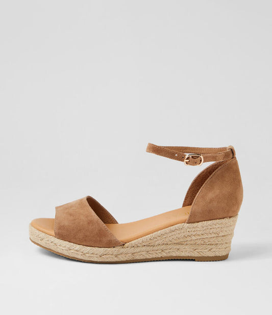 Image of Sandals. Product name - Skippy Light Choc Natural Rope Suede Sandals in Lt Choc-Natural Rope colour by brand - MIDAS