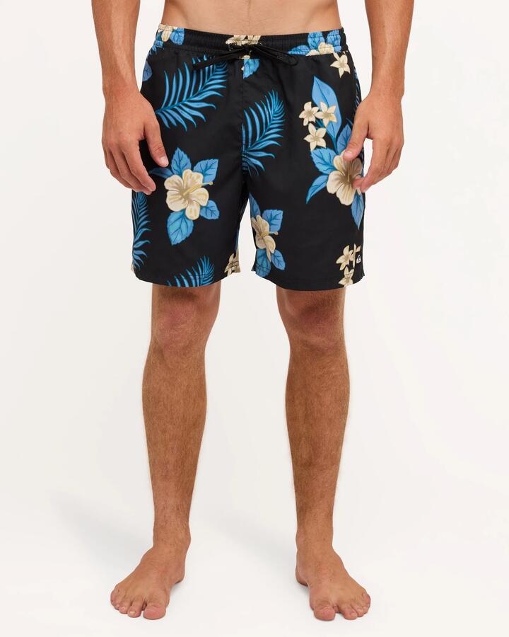 Image of a model wearing Shorts. Product name - Quiksilver Mens Everyday 17" Volley Shorts Tarmac in Tarmac colour by brand - Quiksilver