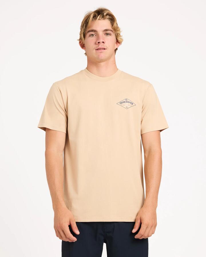Image of T-Shirts. Product name - Quiksilver Mens Fishos T-Shirt Pale Khaki in Pale Khaki colour by brand - Quiksilver