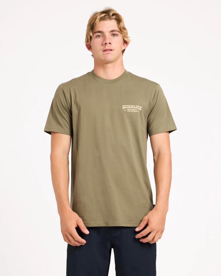 Image of T-Shirts. Product name - Quiksilver Mens Hooked T-Shirt Dusty Olive in Dusty Olive colour by brand - Quiksilver