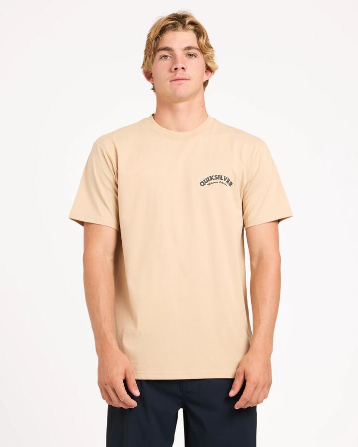 Image of T-Shirts. Product name - Quiksilver Mens Salty Lines T-Shirt Pale Khaki in Pale Khaki colour by brand - Quiksilver