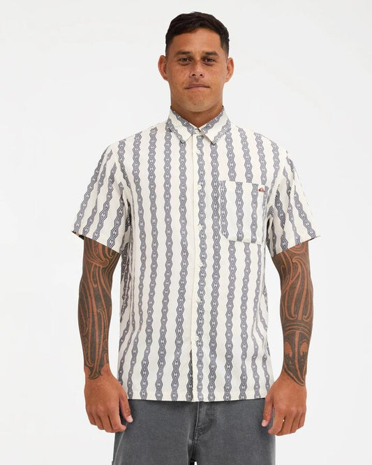 Image of Shirts. Product name - Quiksilver Mens Tohu Short Sleeve Shirt Birch in Birch colour by brand - Quiksilver