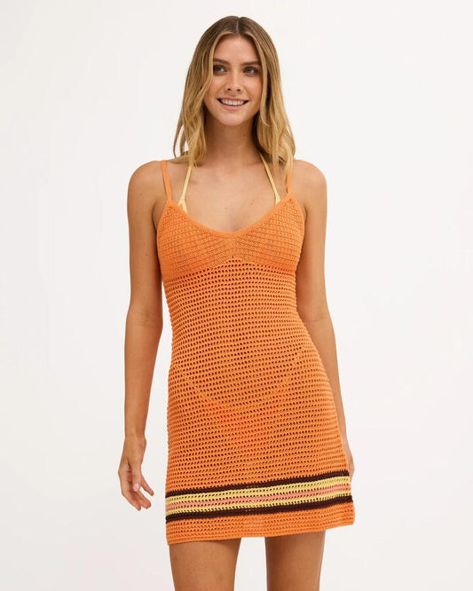 Image of Dresses. Product name - Billabong Womens Tangerlo Mini Dress Summer Orange in Summer Orange colour by brand - Billabong