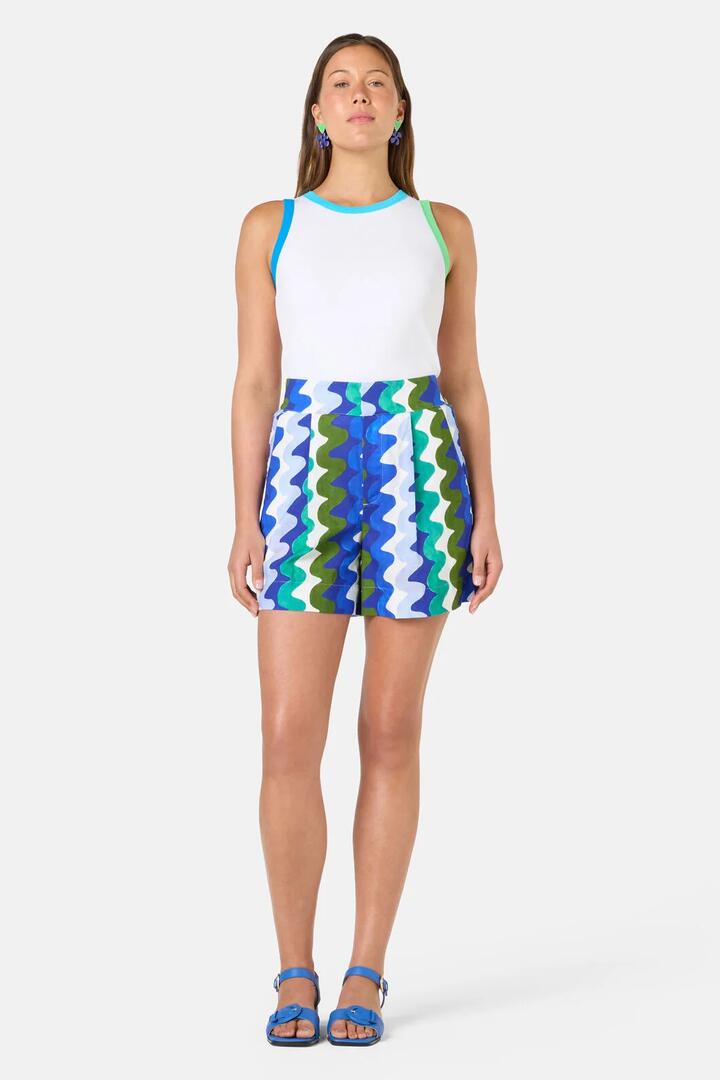 Image of a model wearing Shorts. Product name - Botanical Waves Shorts in Print colour by brand - Gorman
