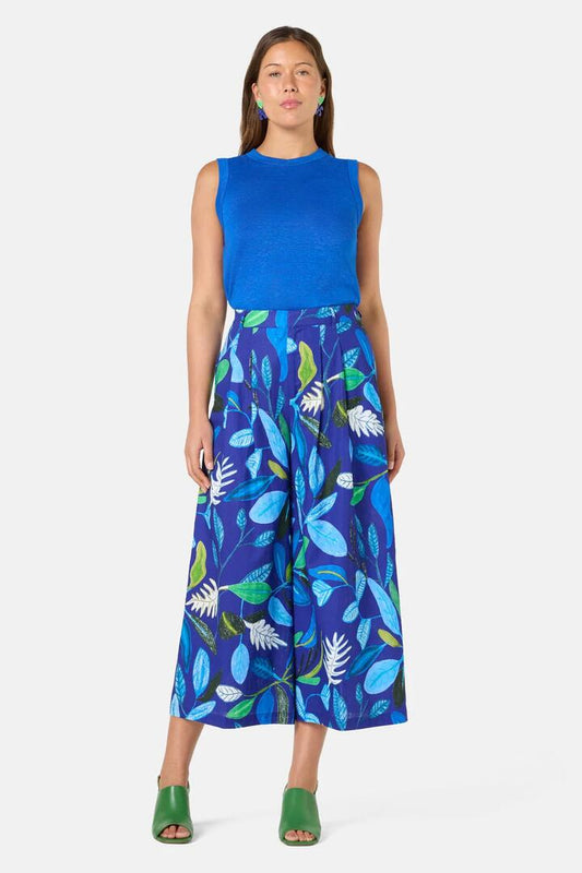 Image of a model wearing Skirts. Product name - Botanical Blueprint Skort in Print colour by brand - Gorman