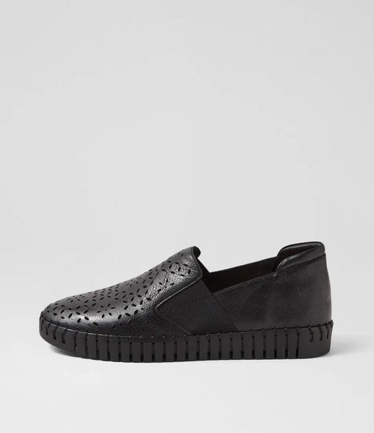 Image of Sneakers. Product name - Halerr Black Leather Sneakers in Black-Black Sole colour by brand - MIDAS