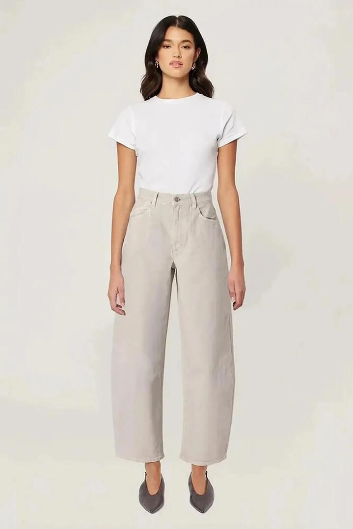 Image of Jeans. Product name - Gigi Salt Mid Barrel Jean in Natural colour by brand - Rollas