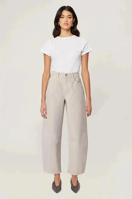 Image of Jeans. Product name - Gigi Salt Mid Barrel Jean in Natural colour by brand - Rollas