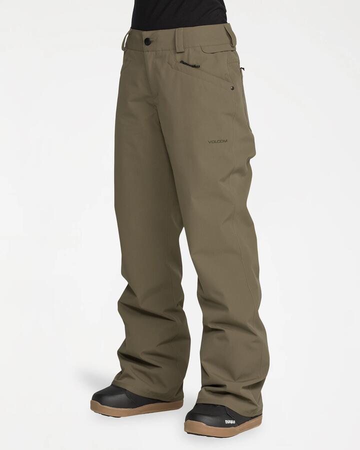 Image of a model wearing Pants. Product name - Volcom Womens Stoned Pants Teak in Teak colour by brand - Volcom