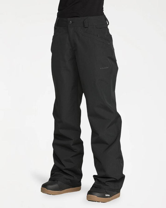 Image of a model wearing Pants. Product name - Volcom Womens Stoned Pants Black in Black colour by brand - Volcom