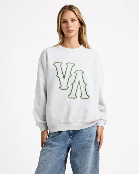 Image of Accessories. Product name - RVCA Womens Va Crew Neck Ash Heather in Ash Heather colour by brand - RVCA