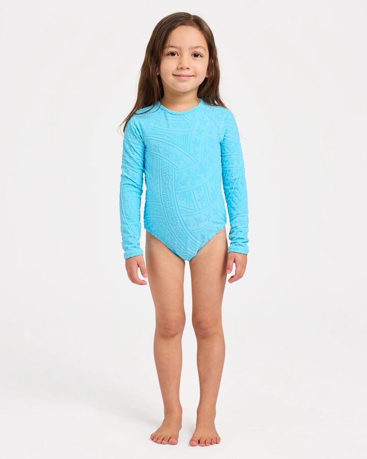 Image of Swimwear. Product name - Roxy Girls 2-7 Surf The Vibes Rash Vest Splish Splash in Splish Splash colour by brand - Roxy
