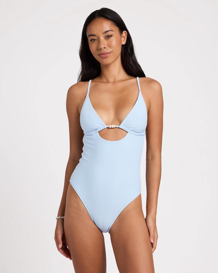 Image of Swimwear. Product name - Billabong Womens Tanlines Remi One Piece Swimsuit Cool Blue in Cool Blue colour by brand - Billabong