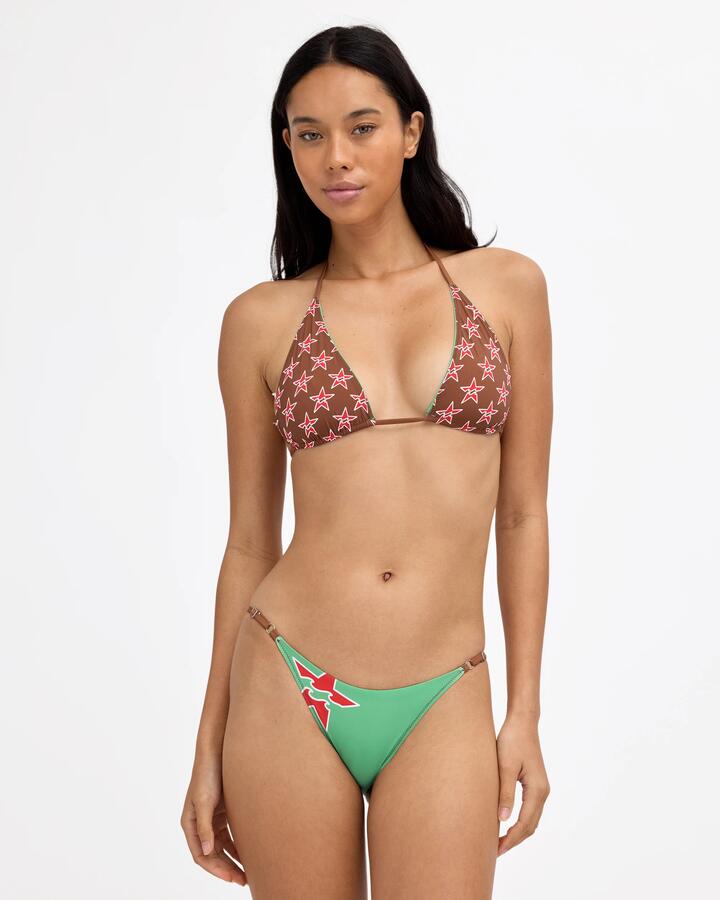 Image of Swimwear. Product name - Billabong Womens Echo Surf Reversible Remi Triangle Bikini Top Greengage in Greengage colour by brand - Billabong