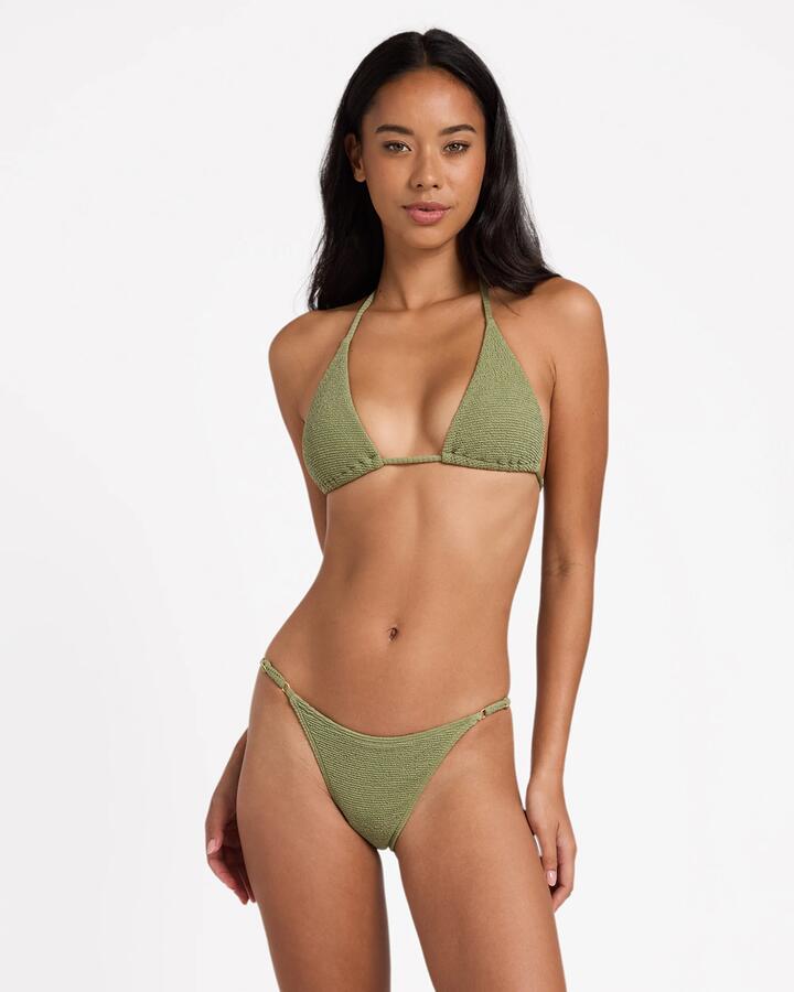 Image of Swimwear. Product name - Billabong Womens Crinkle Crush Remi Triangle Bikini Top Army Green in Army Green colour by brand - Billabong