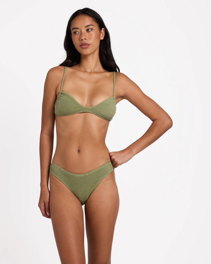 Image of Swimwear. Product name - Billabong Womens Crinkle Crush Demi Bralette Bikini Top Army Green in Army Green colour by brand - Billabong