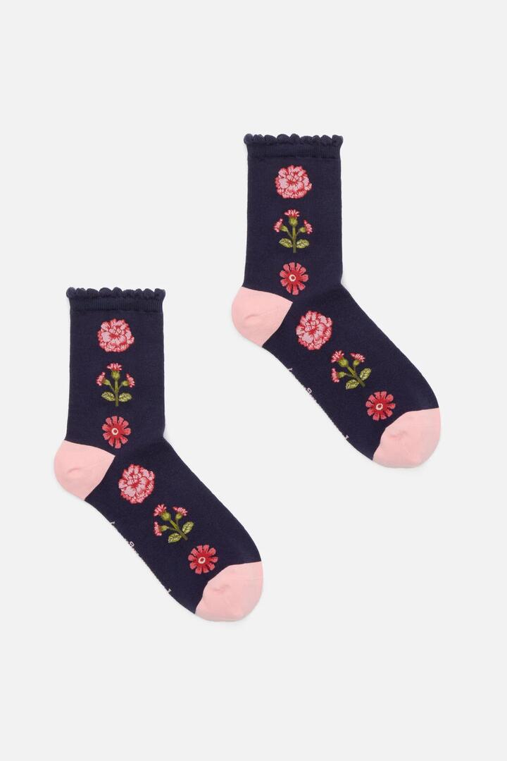 Image of Socks. Product name - Navy Luxe Marigold Sock in Navy colour by brand - Princess Highway