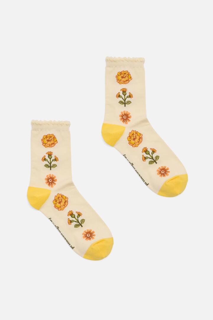 Image of Socks. Product name - Cream Luxe Marigold Sock in Cream colour by brand - Princess Highway