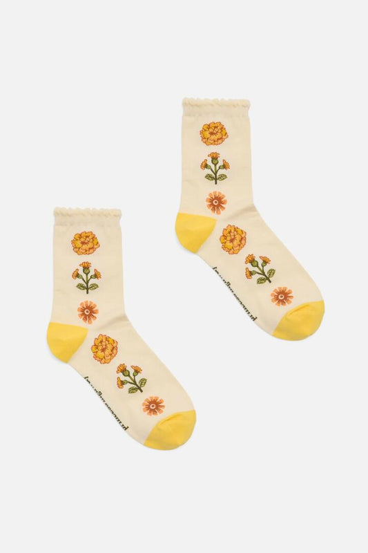 Image of Socks. Product name - Cream Luxe Marigold Sock in Cream colour by brand - Princess Highway