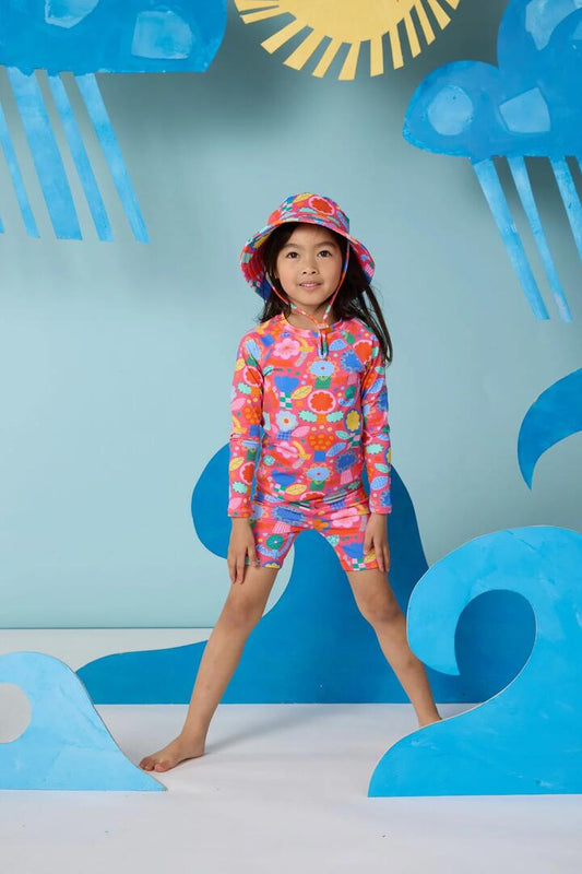 Image of Swimwear. Product name - Bloom Boom Kids Swim Top in Pink colour by brand - Gorman