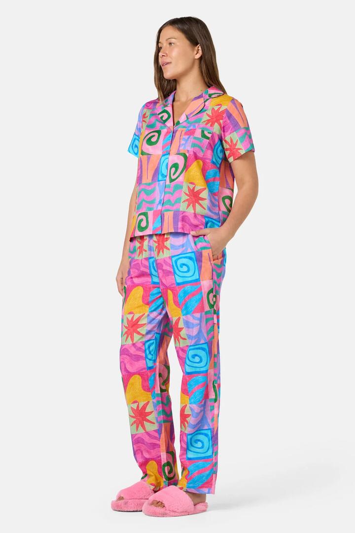 Image of Sleepwear & Loungewear. Product name - Meta Shapes PJ Pant Set in Print colour by brand - Gorman