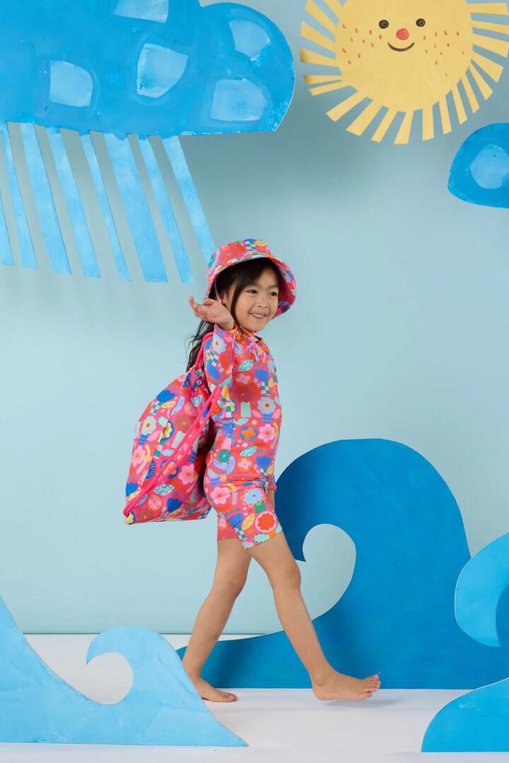 Image of Swimwear. Product name - Bloom Boom Kids Swim Shorts in Pink colour by brand - Gorman