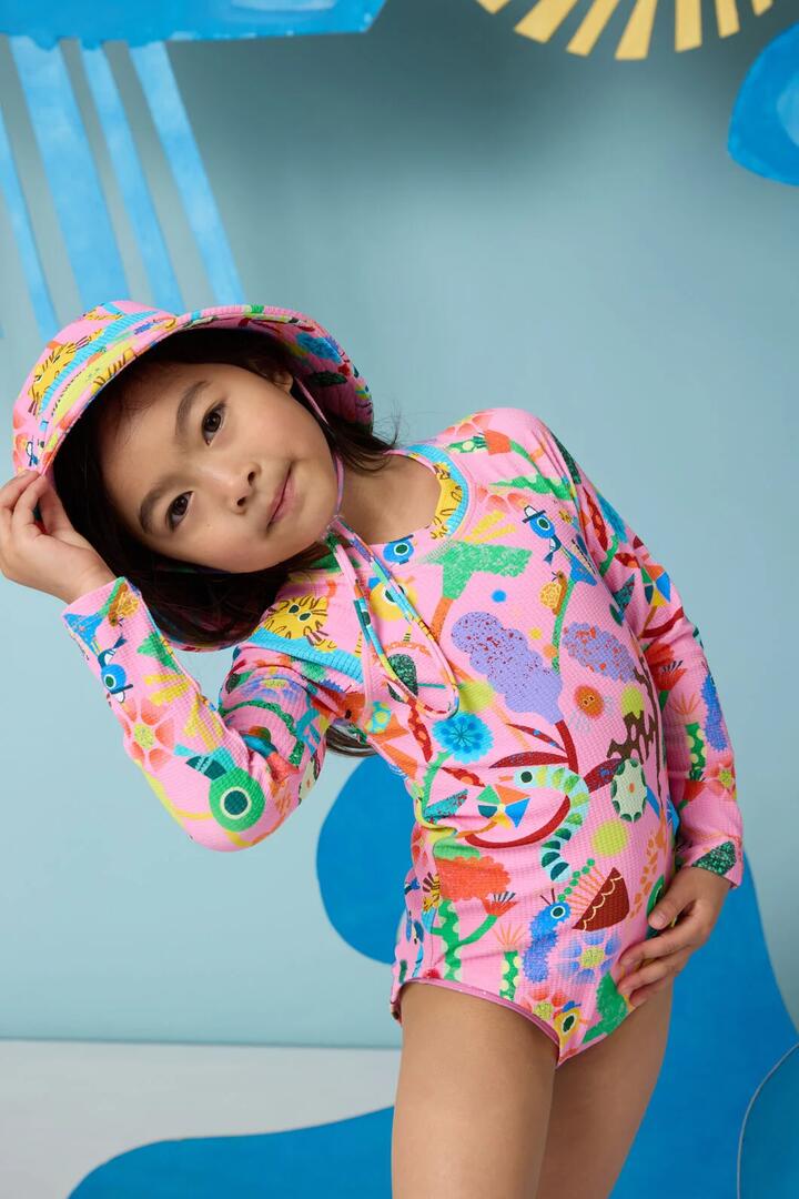 Image of Swimwear. Product name - Bugs In Bloom Kids Swim Suit in Pink colour by brand - Gorman