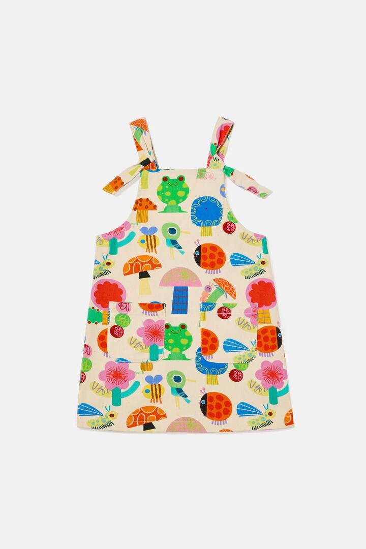 Image of Dresses. Product name - Zany Zoo Kids Pinafore Dress in Cream colour by brand - Gorman