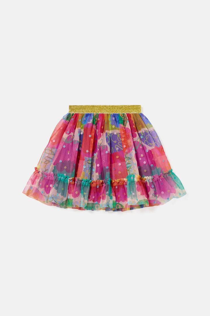 Image of a model wearing Skirts. Product name - Sunny Shapes Kids Skirt in Multi colour by brand - Gorman