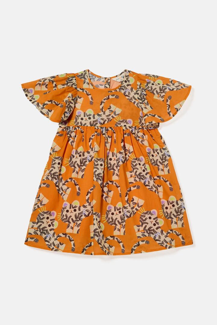 Image of Dresses. Product name - Jumping Tiger Kids Dress in Orange colour by brand - Gorman