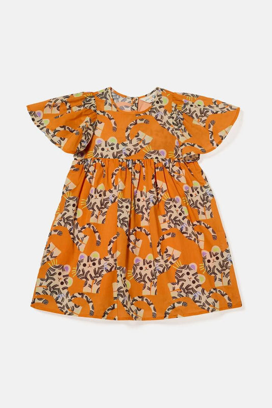 Image of Dresses. Product name - Jumping Tiger Kids Dress in Orange colour by brand - Gorman
