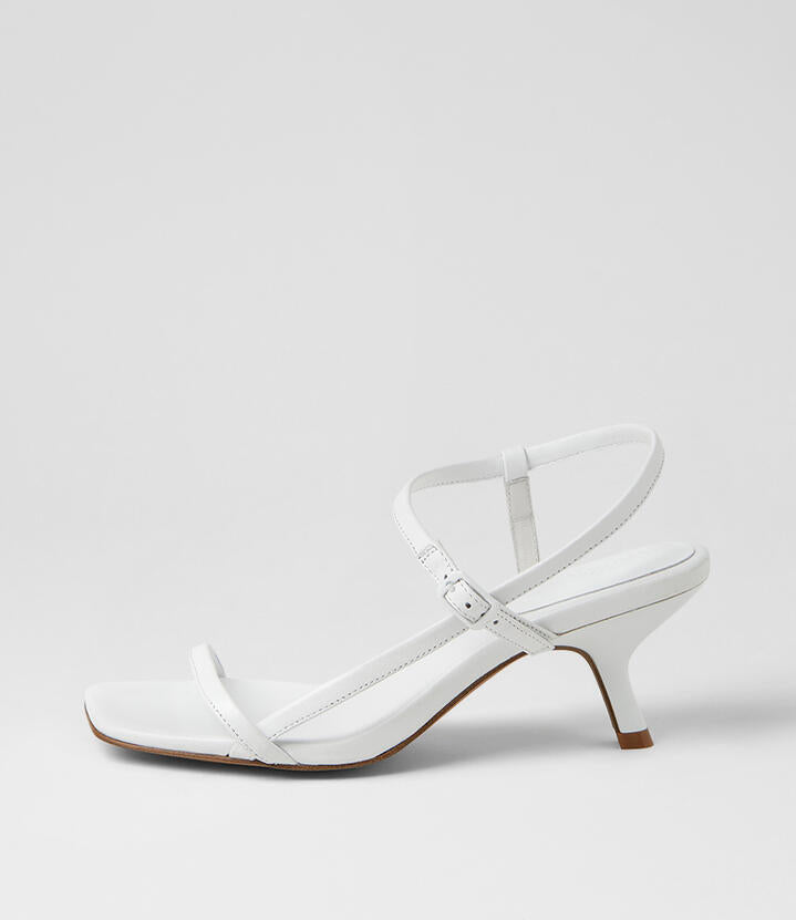 Image of Sandals. Product name - Heressa White Leather Sandals in White colour by brand - MOLLINI