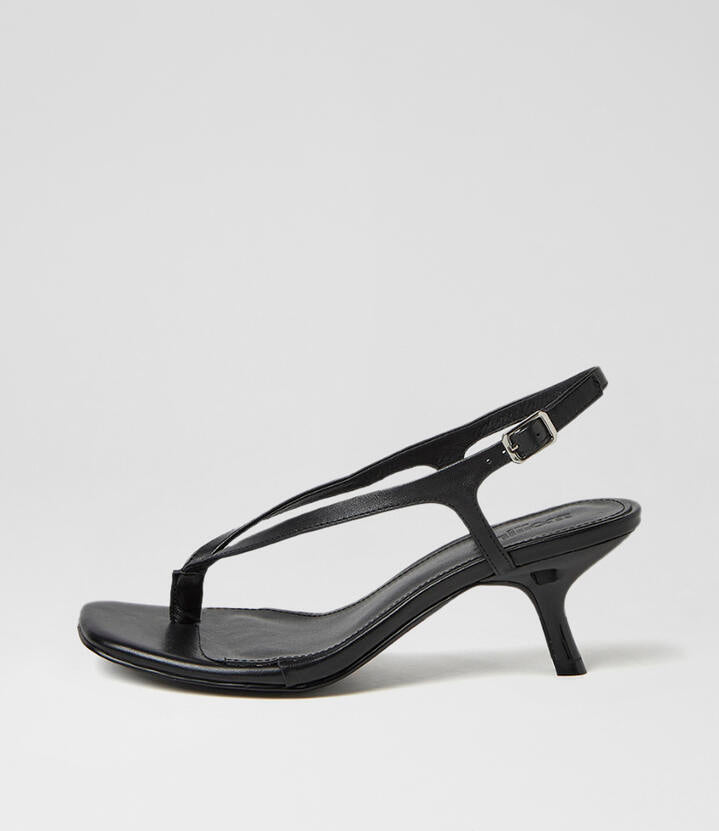 Image of Sandals. Product name - Holi Black Leather Sandals in Black colour by brand - MOLLINI