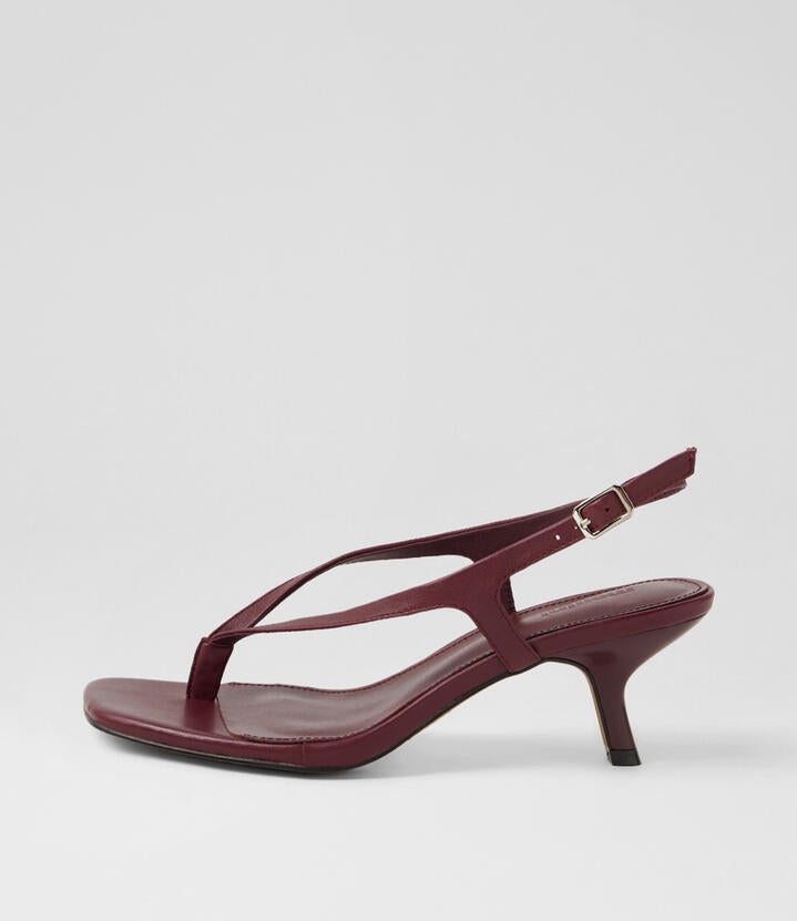 Image of Sandals. Product name - Holi Burgundy Leather Sandals in Burgundy colour by brand - MOLLINI