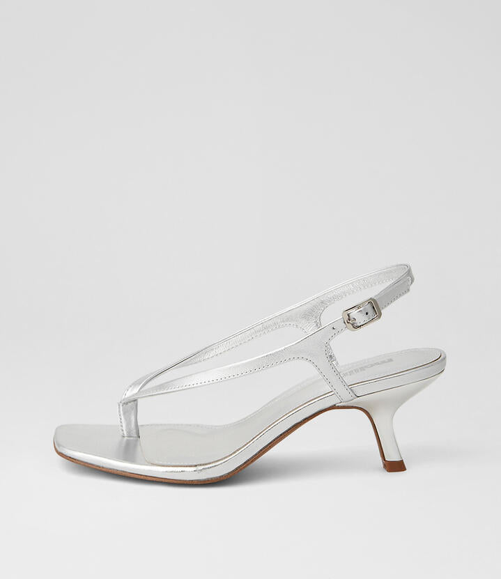 Image of Sandals. Product name - Holi Silver Leather Sandals in Silver colour by brand - MOLLINI