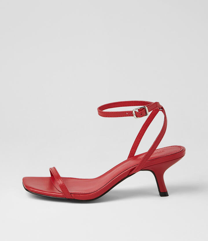 Image of Sandals. Product name - Hazeel Dark Red Leather Sandals in Dk Red colour by brand - MOLLINI