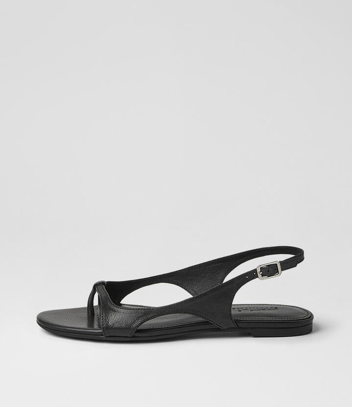 Image of Sandals. Product name - Doew Black Luxe Leather Sandals in Black Luxe colour by brand - MOLLINI